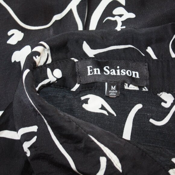 En Saison Black Blouse with Face Pattern Size Medium - Picture 5 of 7